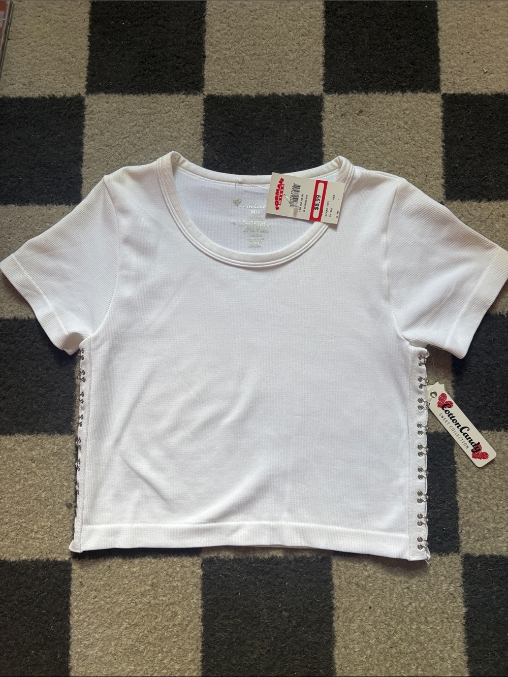NWT white cropped top with metal grommets